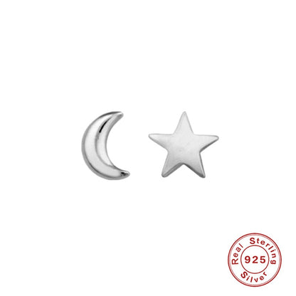 Aide 925 Sterling Silver Classic Zircon Star Moon Pendant Hoop Earrings For Women Crystal Pentagram Earrings Jewelry Pendiente
