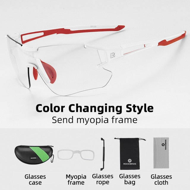 ROCKBROS Photochromic Cycling Eyewear Lightweight Bike Sunglasses Myopia Frame MTB Mountain UV400 Bicycle Goggles Accessories