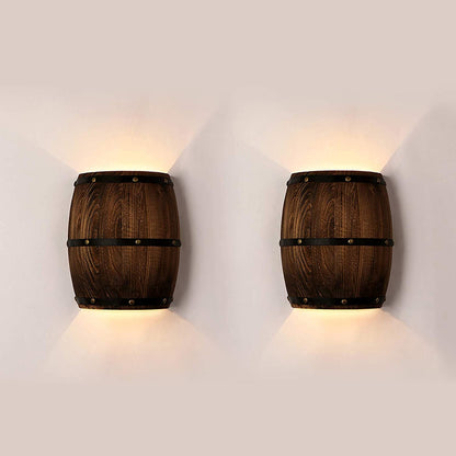 American style wine barrel loft original wood creative wall lamp bedside lamp decoration bar homestay living room bedroom light