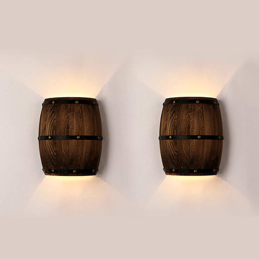 American style wine barrel loft original wood creative wall lamp bedside lamp decoration bar homestay living room bedroom light