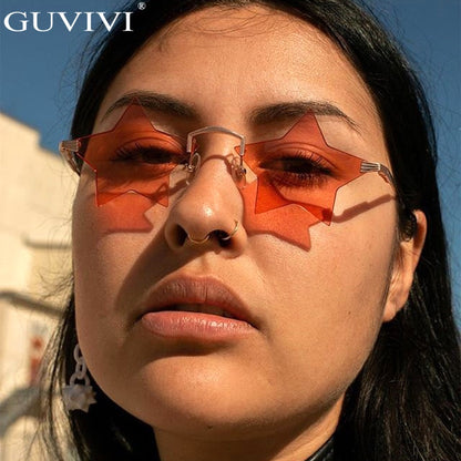 Steampunk Vintage Sunglasses Women Star Mirror Rimless Sunglasses Men Frameless Trend Fashion Retro Small Sunglasses Eyewear