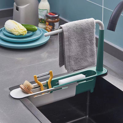 Telescopic Sink Drain Rack Soap Sponge Holder Organizer Sink Shelf Hanger Expandable Storage Basket Kitchen Tool