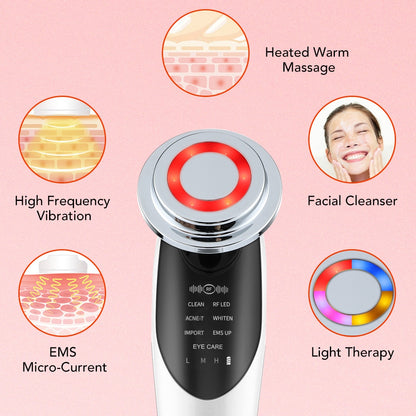 7 in 1 Face Massager RF &amp; EMS Microcurrent Lifting Machine LED Skin Rejuvenation Wrinkle Remover Anti-Aging Facial Beauty Device
