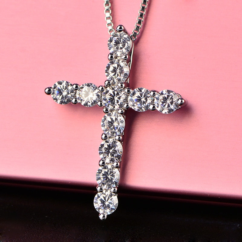 YANHUI Good Quality Cubic Zircon Cross Pendant Necklace Original Tibetan Silver Choker Statement Necklace Women Gift Jewelry