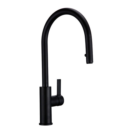 New Arrival Kitchen Faucet Swivel With Invisible Pull Out Nozzle Sprayer Gooseneck Pull Down Mixer Sink Tap in Matt Black