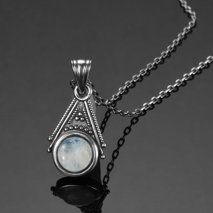 Classic Special Design 6mm Natural Moonstone Pendant Necklace with 45cm Silver Chain Wholesale Casual 925 Silver Jewelry Gifts