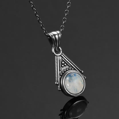 Classic Special Design 6mm Natural Moonstone Pendant Necklace with 45cm Silver Chain Wholesale Casual 925 Silver Jewelry Gifts
