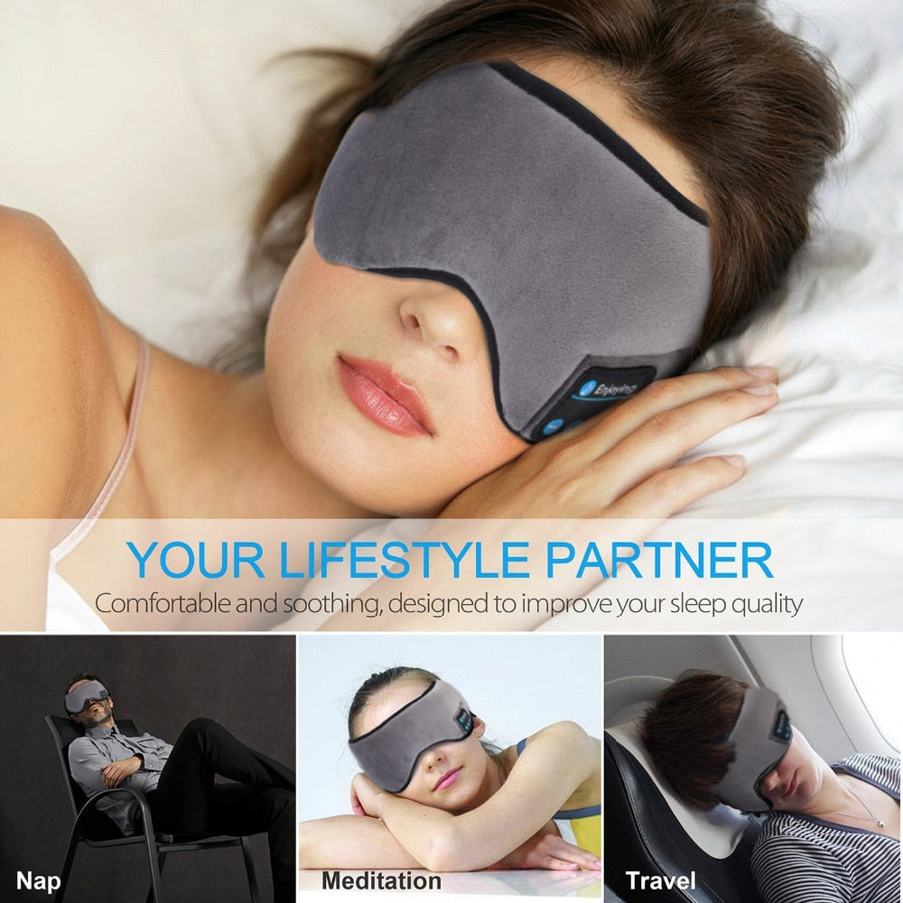 JINSERTA Wireless Stereo Bluetooth Earphone Sleep Mask 5.0 Bluetooth Sleep Soft Earphones Support Handsfree Sleeping Eye Mask