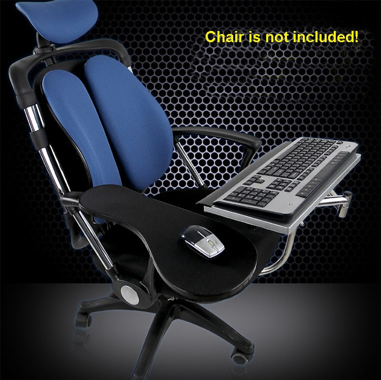 OK010 Full Motion Chair Shaft Clamp Keyboard Support + Chair Arm Clamp Elbow Wrist Support Mouse Pad Arm Rest  for Office &amp; Game