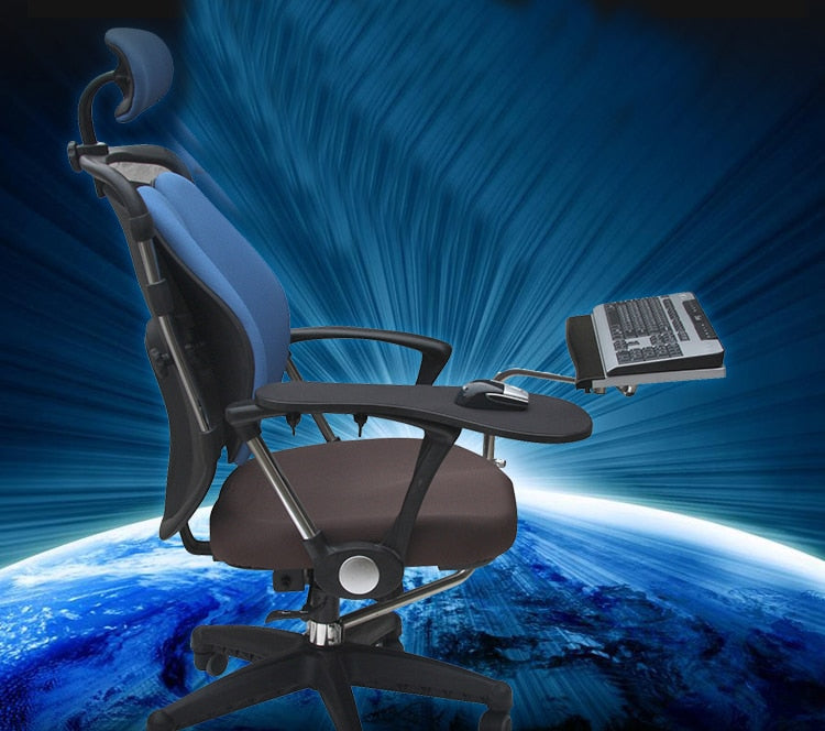 OK010 Full Motion Chair Shaft Clamp Keyboard Support + Chair Arm Clamp Elbow Wrist Support Mouse Pad Arm Rest  for Office &amp; Game