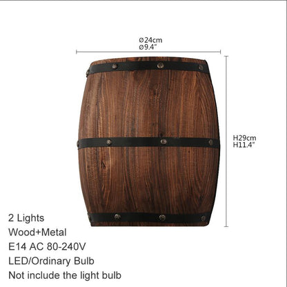 American style wine barrel loft original wood creative wall lamp bedside lamp decoration bar homestay living room bedroom light