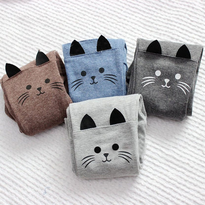 1pc Cute Toddler Baby Girls Kids Skinny Pants Cat Print Stretchy Warm Leggings New