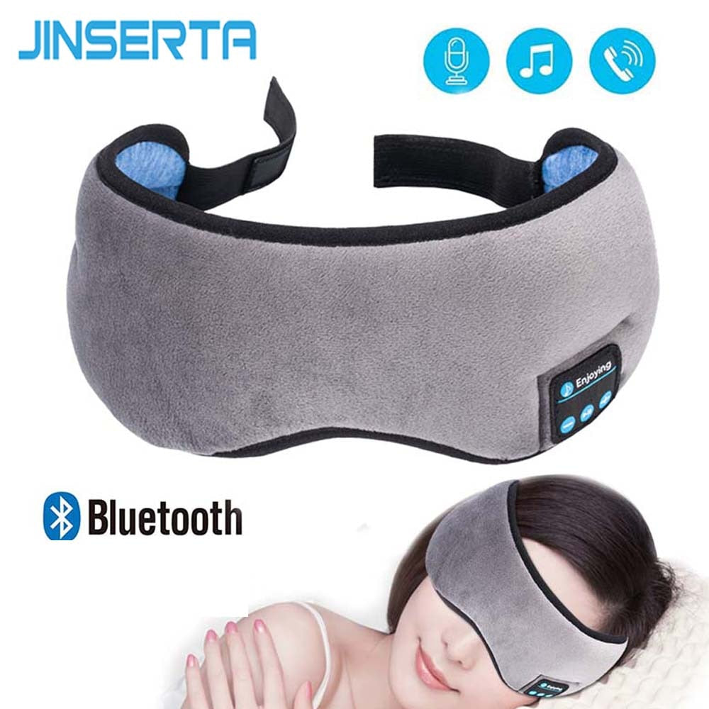 JINSERTA Wireless Stereo Bluetooth Earphone Sleep Mask 5.0 Bluetooth Sleep Soft Earphones Support Handsfree Sleeping Eye Mask
