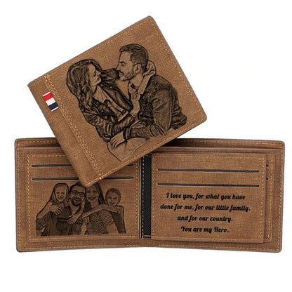 Picture Engraving Wallet PU Leather Wallet Bifold Custom Photo Engraved Wallet Festival Gifts For Him Custom Personalized Wallet.