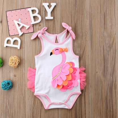 Pudcoco US Stock Newborn Baby Girl Romper Clothing Flamingo Flower Bow Romper Jumpsuit Outfits Beachwear Clothes