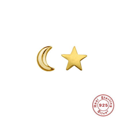 Aide 925 Sterling Silver Classic Zircon Star Moon Pendant Hoop Earrings For Women Crystal Pentagram Earrings Jewelry Pendiente