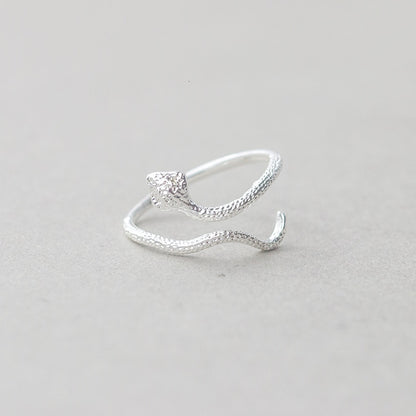 Personality Punk Exaggerated Snake Ring Retro Snake-Shaped Nightclub Ring Stainless Steel Opening Adjustable Ring Valentine Gift