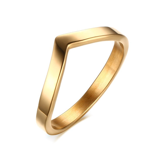 Simple Chevron V Shape Ring For Party 316L Stainless Steel Fashion Jewelry Rings For Women