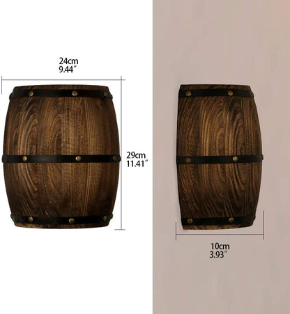 American style wine barrel loft original wood creative wall lamp bedside lamp decoration bar homestay living room bedroom light