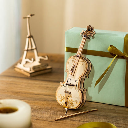 Robotime 3D Musical Instrument Wooden Puzzle Game Assembly Saxophone Drum 4 Kinds DIY Kit Accordion Cello Toy Gift for Children