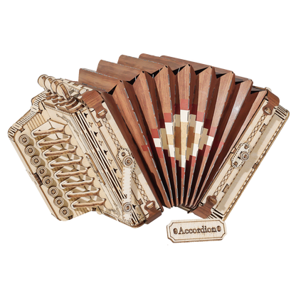 Robotime 3D Musical Instrument Wooden Puzzle Game Assembly Saxophone Drum 4 Kinds DIY Kit Accordion Cello Toy Gift for Children