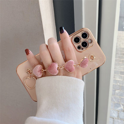 12 Pro Max Case Luxury Plated Electroplated Gold Love Heart Hand Bracelet Cover For iPhone 11 Pro Max 8Plus 7 XR XS X 12 13 Case