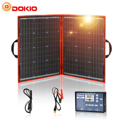 Dokio 100w(50Wx2pcs) Flexible Foldble Mono Solar Panel For Travel &amp; Boat &amp; RV High Quality Portable Solar Panel China