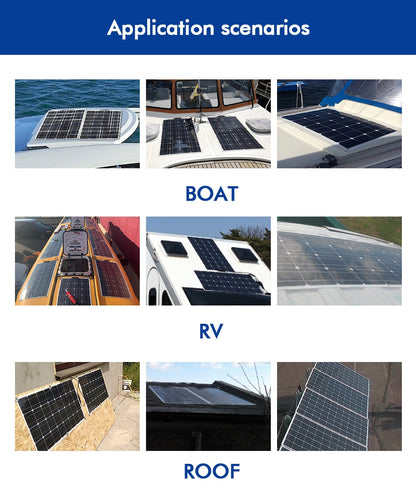 100w 200w 300w 400w Flexible Solar Panel High Efficiency PWM Controller for RV/Boat/Car/Home 12V/24V Battery Charger