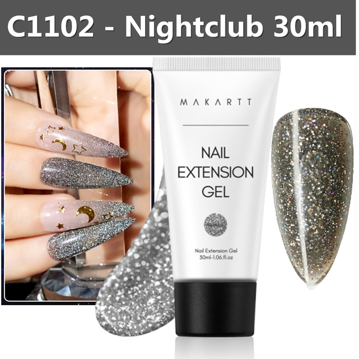 Makartt Poly Nail Gel, 50ML Clear / Pink / Nude Nature Nail Extension Gel Glitter Builder Nail Gel Fall Trendy DIY Nail Art