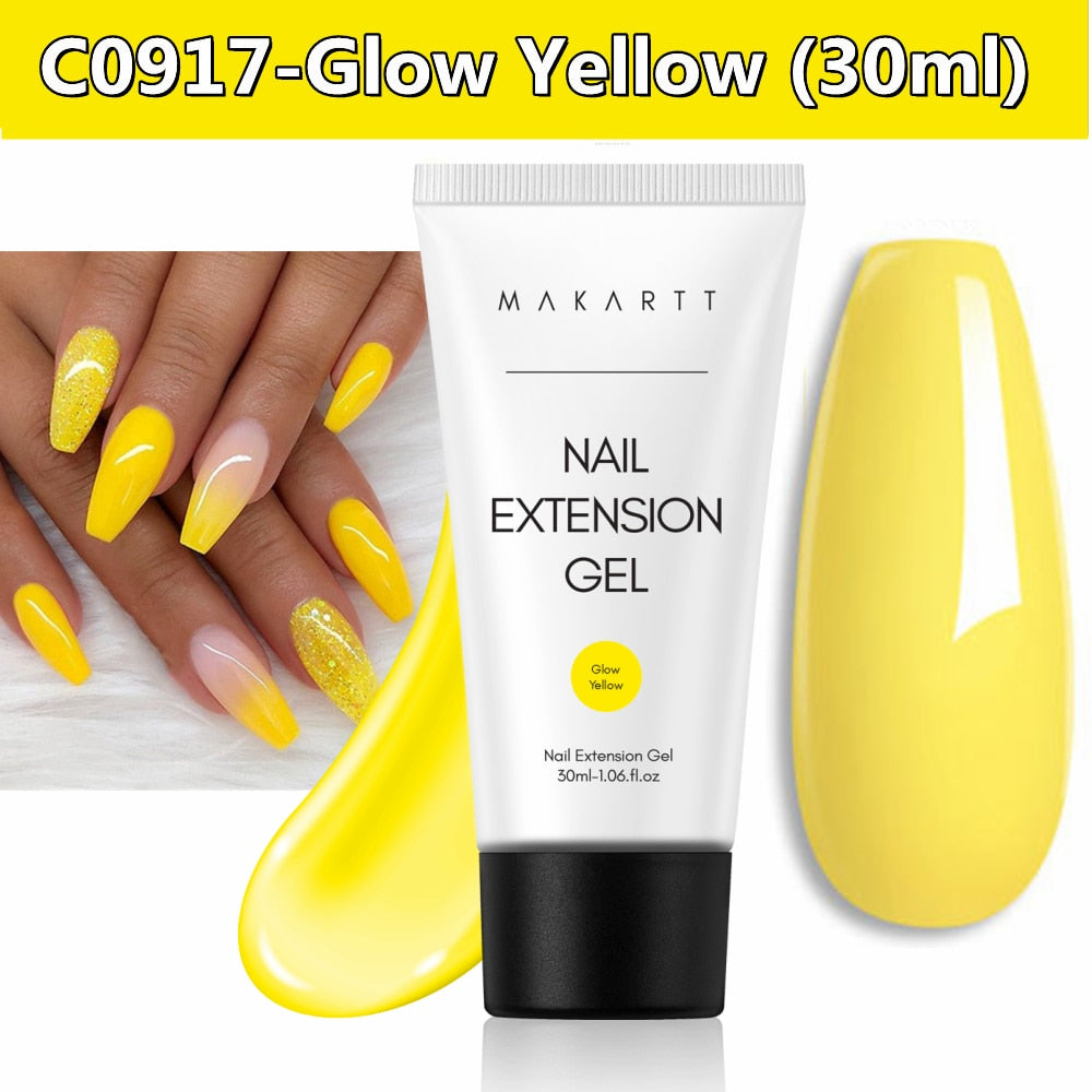 Makartt Poly Nail Gel, 50ML Clear / Pink / Nude Nature Nail Extension Gel Glitter Builder Nail Gel Fall Trendy DIY Nail Art