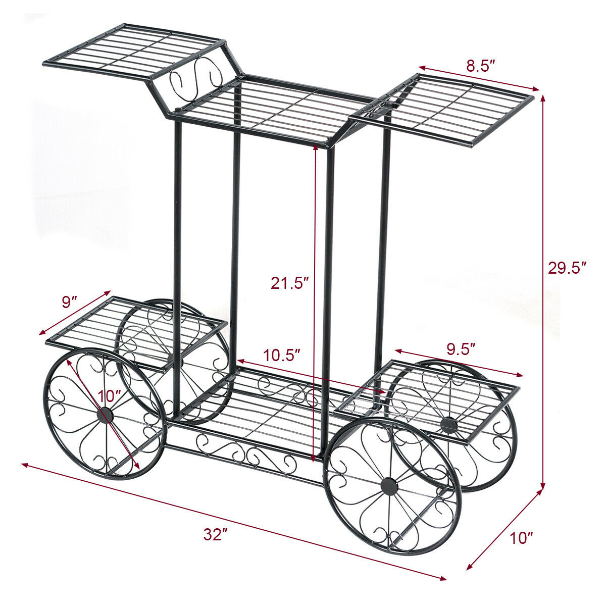 6-Tier Plant Stand for Indoor and Outdoor Black Metal Flower Pot Shelf Multi-Tiered Plant Pot Holding Display Rack