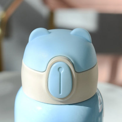 Kids Thermos Mug With Straw Stainless Steel Dobble Vacuum Flasks Children Cute Thermal Water Bottle Tumbler Thermocup