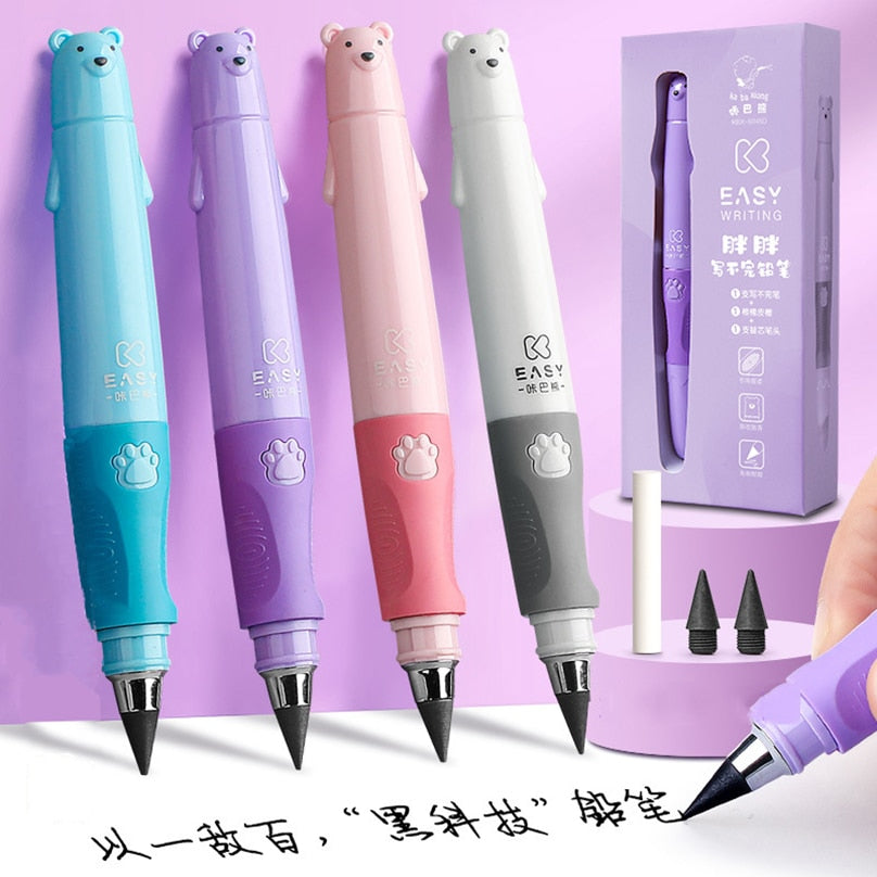 Cute Kids Infinity Pencil Lapiz Infinito Stationery Art Supplies No Ink Magic Pencil lapiz Kawaii Positive Posture Writing Pen