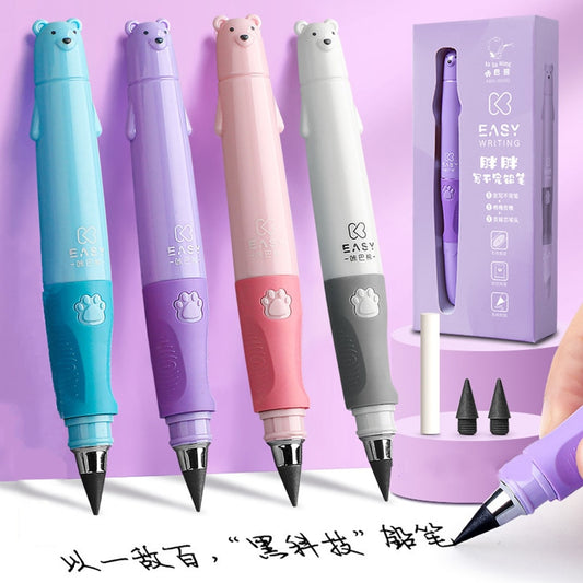 Cute Kids Infinity Pencil Lapiz Infinito Stationery Art Supplies No Ink Magic Pencil lapiz Kawaii Positive Posture Writing Pen