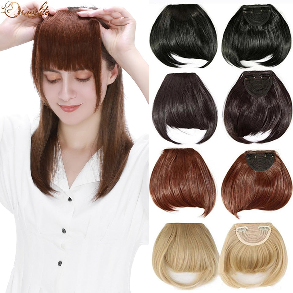 S-noilite Synthetic 15Colors Real Thick 35g Natural Bang False Hair Black Brown Auburn Red Clip In On Bangs Hair