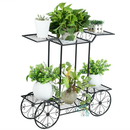 6-Tier Plant Stand for Indoor and Outdoor Black Metal Flower Pot Shelf Multi-Tiered Plant Pot Holding Display Rack