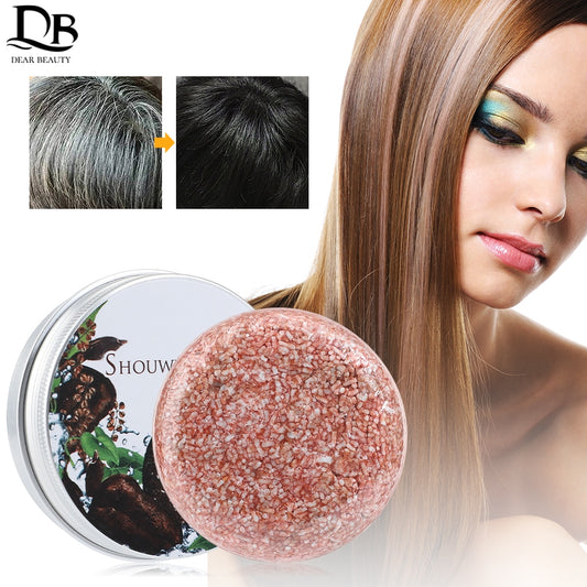 Polygonum Essence Hair Darkening Shampoo Soap Natural Organic Mild Formula Hair Shampoo Gray Hair Reverse Anti Loss Hair Care