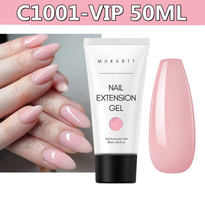 Makartt Poly Nail Gel, 50ML Clear / Pink / Nude Nature Nail Extension Gel Glitter Builder Nail Gel Fall Trendy DIY Nail Art