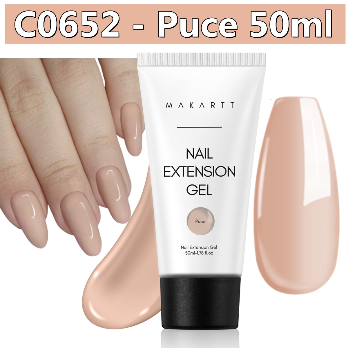 Makartt Poly Nail Gel, 50ML Clear / Pink / Nude Nature Nail Extension Gel Glitter Builder Nail Gel Fall Trendy DIY Nail Art