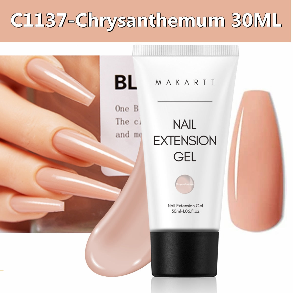 Makartt Poly Nail Gel, 50ML Clear / Pink / Nude Nature Nail Extension Gel Glitter Builder Nail Gel Fall Trendy DIY Nail Art