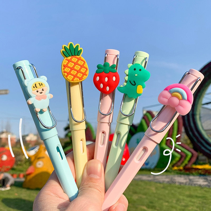 Cartoon Infinity Pencil with Fruits Animal Decoration Eternal Pencil for Kids Cute Stationery Kawaii School Supplies