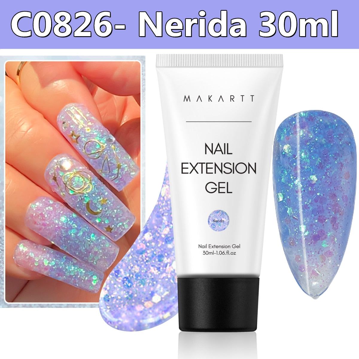 Makartt Poly Nail Gel, 50ML Clear / Pink / Nude Nature Nail Extension Gel Glitter Builder Nail Gel Fall Trendy DIY Nail Art