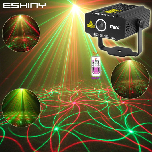ESHINY Mini 4in1 Pattern Effect R&amp;G Audio Star Whirlwind Laser Projector Stage Disco DJ Club Bar KTV Family Party Light Show P14