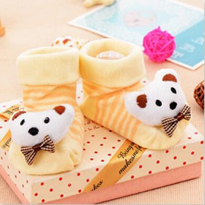 1 Pair 0-16 Month Socks with Printed for Newborns Baby Children's Clothes Stuff Boys Girls Slippers Infant Shoes Kids Socks