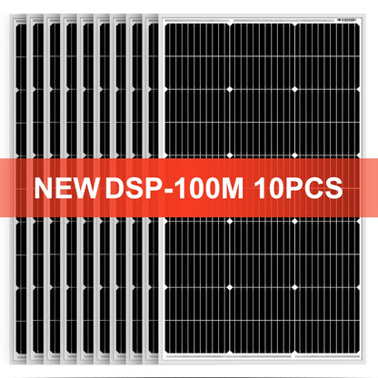 DOKIO 100W 18V Solar Panel Waterproof Glass Solar Panel 200W 300W 400W Home/RV/Camping Rechargeable Monocrystalline Solar Panel