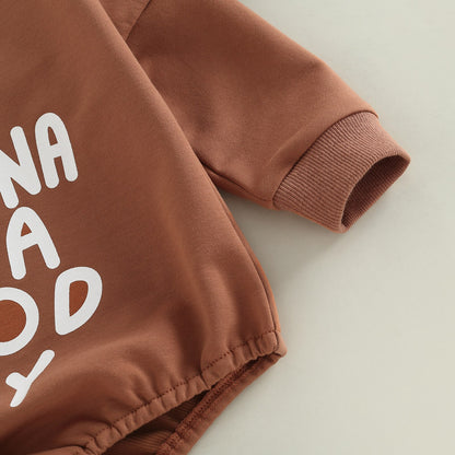 2022-08-30 Lioraitiin Toddler Baby Sweatshirt Rompers Letter Print Round Neck Long Sleeve Jumpsuit for Newborn Girl Boy