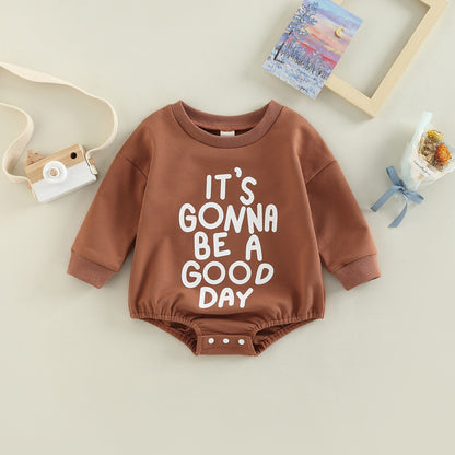 2022-08-30 Lioraitiin Toddler Baby Sweatshirt Rompers Letter Print Round Neck Long Sleeve Jumpsuit for Newborn Girl Boy