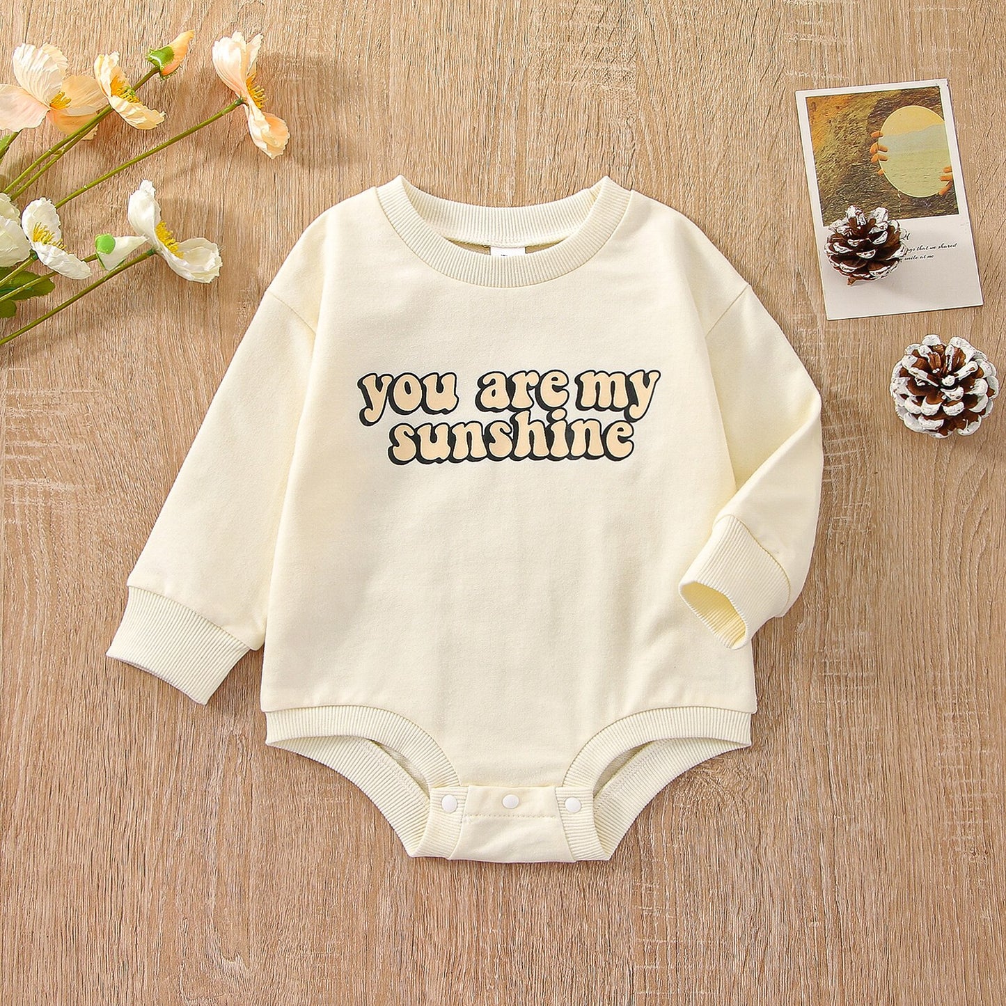 2022-08-08 Lioraitiin  0-24M Newborn Infant Baby Boy Girl 2Pcs Autumn Bodysuit Long Sleeve Sunshine Letter Printed Jumpsuit