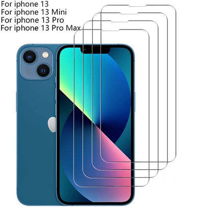 5PCS 9H Tempered Glass For iPhone 12 13 14 Mini X Xs Xr 11 Pro Max 7 8 6 6s Plus SE 2020 5 5s Screen Protector
