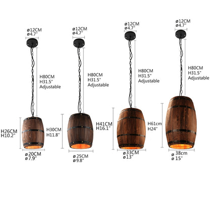 American modern nature loft wood Wine barrel E27 hanging vintage pendant lights for dining room living room restaurant cafe bar